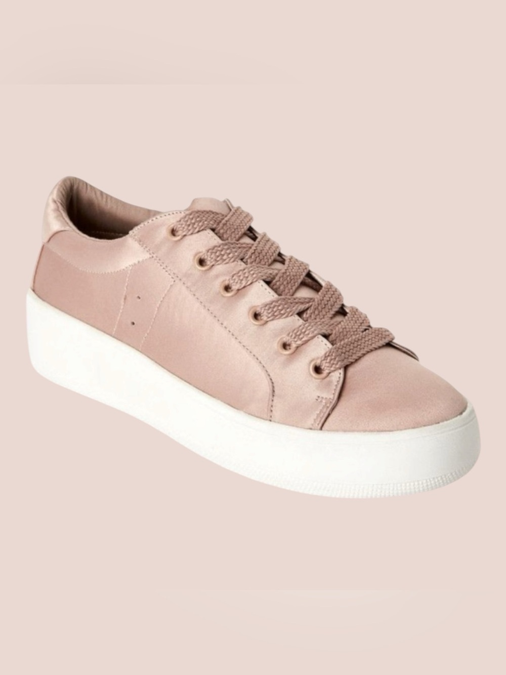 Steve Madden Bertie-S Blush Pink Satin Platform Sneaker | Size 9